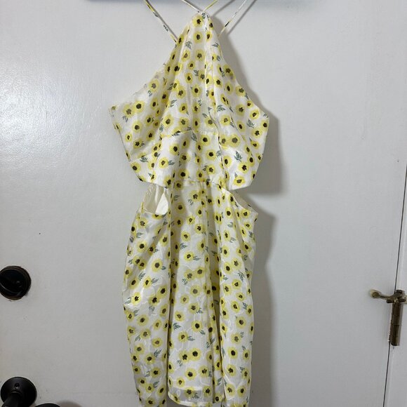 Hutch Anthropologie String Halter neck Yellow Motif Ditsy Floral Romper SZ 6 - Picture 7 of 14
